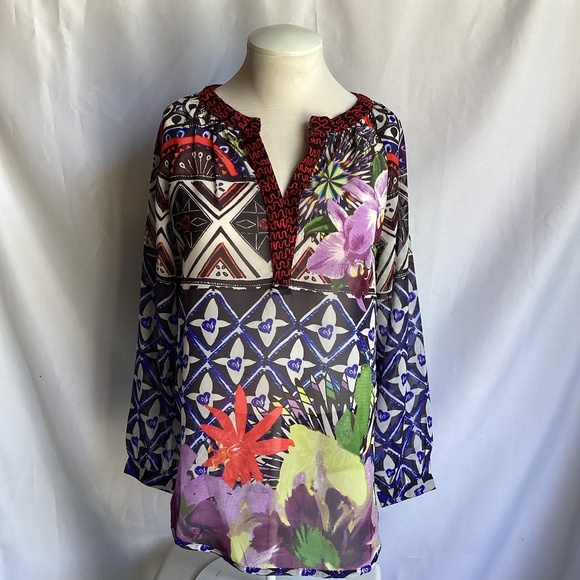 Desigual Multi Color Pattern Long Sleeve Top - Picture 1 of 3